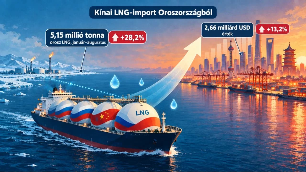 Jelentősen növelte orosz olaj- és cseppfolyósföldgáz-behozatalát Kína az év első nyolc hónapjában