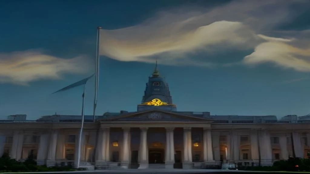 Ukrán zászlók egy kormányzati épület előtt